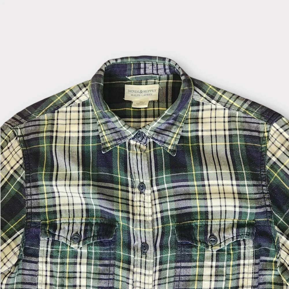 Ralph Lauren Womens Denim & Supply Button Up Shirt Size S Green Plaid Preppy